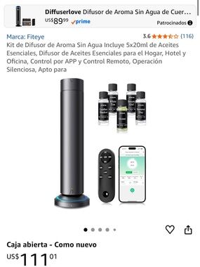 Black Waterless Aroma Diffuser with Remote & App Control